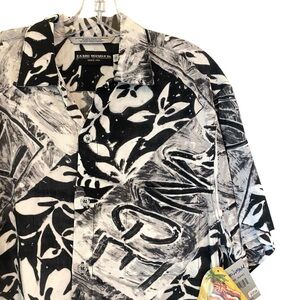 Jams World NEW Shirt VTG Men Hawaiian SOHO Black White Japanese Rayon Small HTF